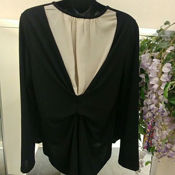 Timing Knit Top With Georgette Panel in Back - Picture 2 of 8